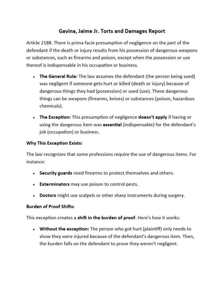 2188 of The New Civil Code of The Philippines | PDF | Negligence ...