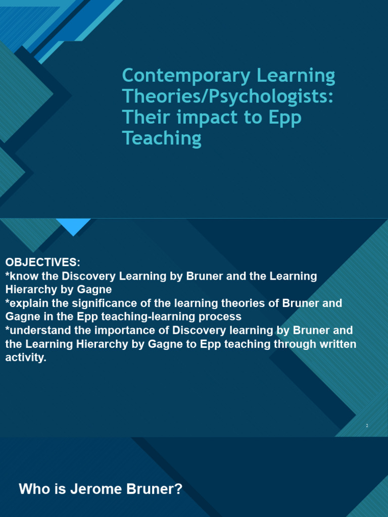 Bruner and Gagne's Learning Theories in EPP | PDF | Learning Theory ...