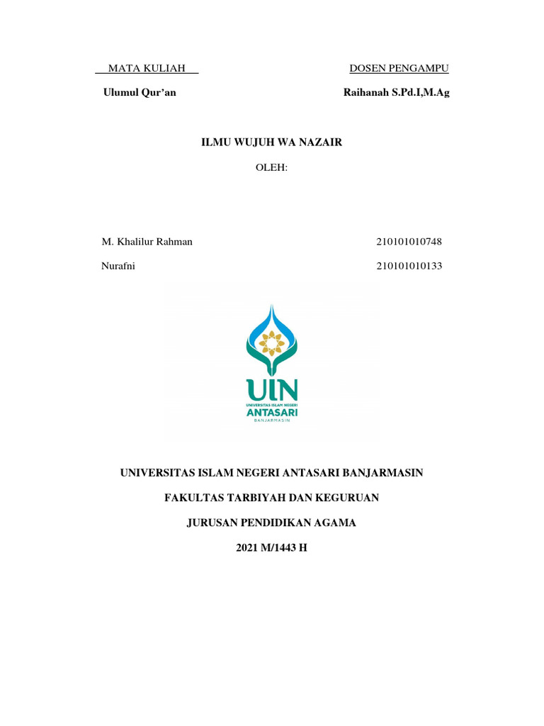 Ilmu Wujuh dan Nazair dalam Al-Qur'an | PDF
