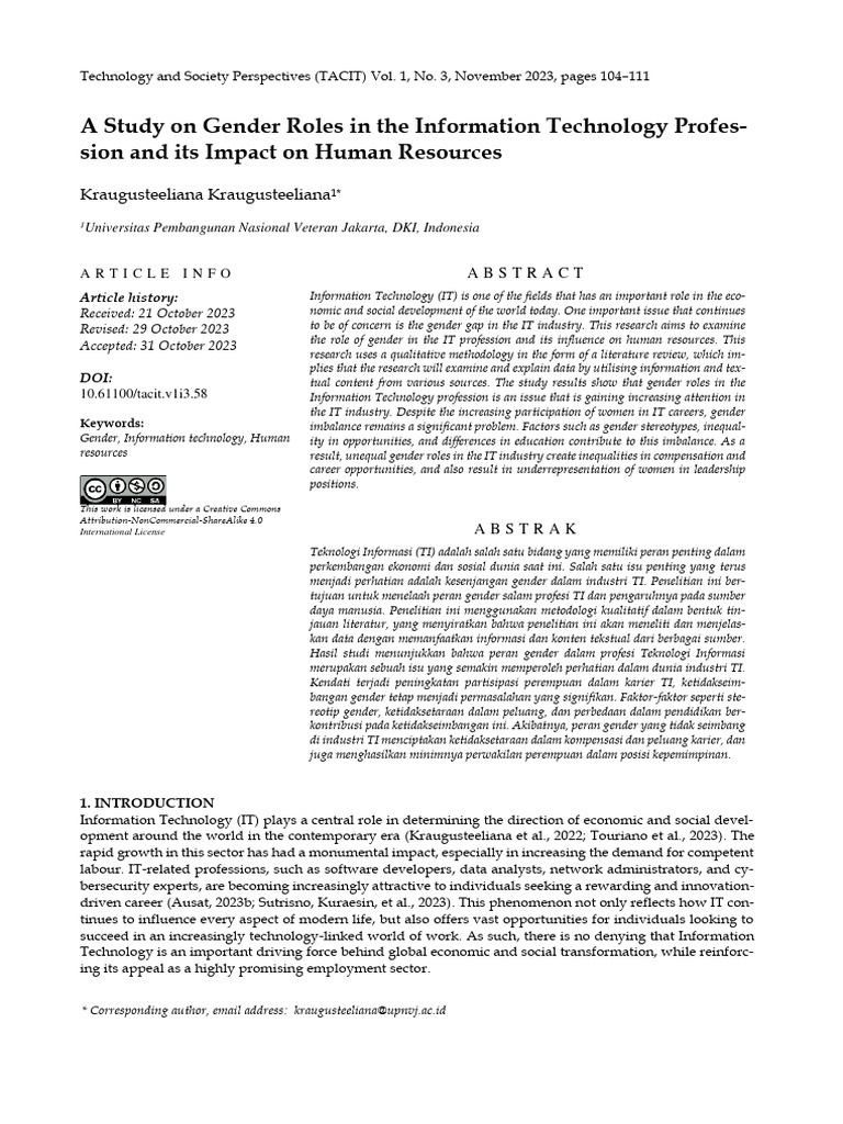 Gender Roles in IT and HR Impact | PDF | Computer Network | Human Resources