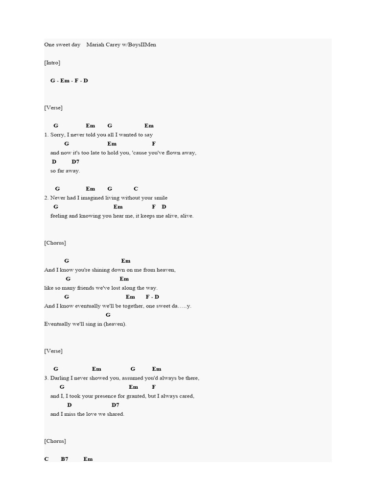 One Sweet Day Written About