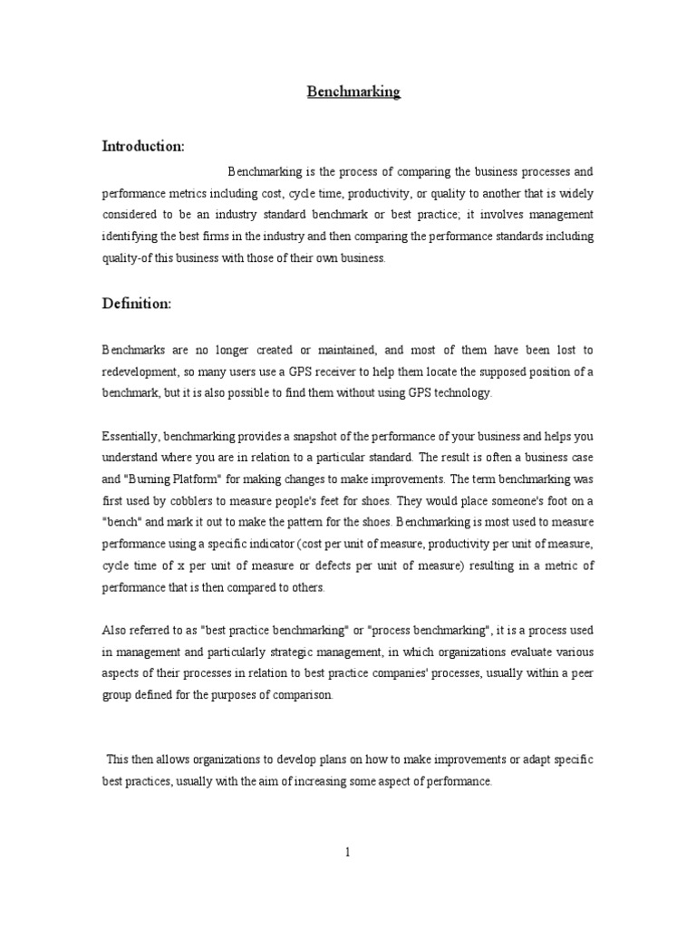 Bench Marking Benchmarking Business Process