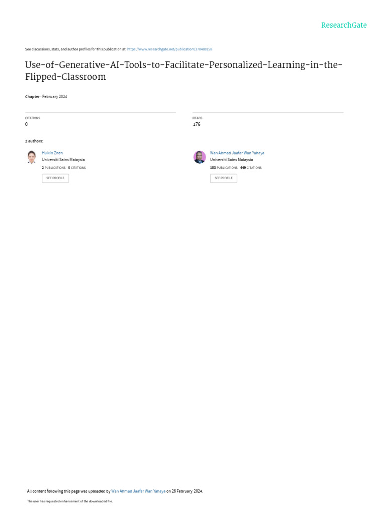 Use of generative ai tools to facilitate personalized learning in the