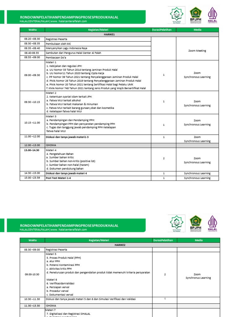 Rundown Training Pendamping PPH 2024 | PDF
