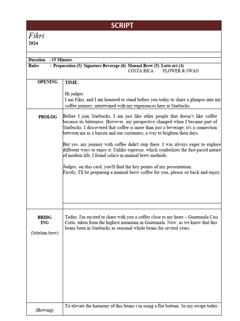 SCRIPT SBC | PDF | Coffee | Starbucks