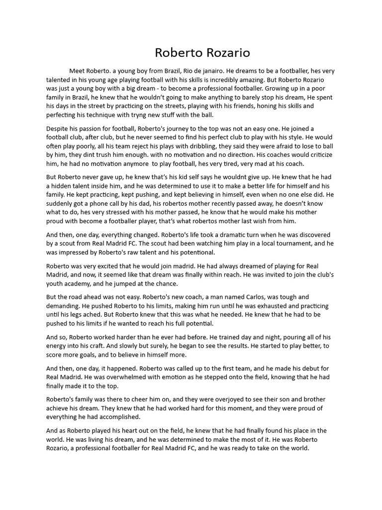 Roberto Rozario: From Dreams to Stardom | PDF | La Liga | Association ...
