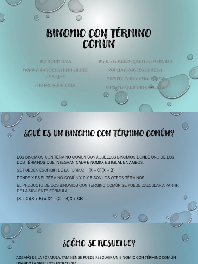 Binomios con Término Común: Fórmulas y Ejercicios | PDF | Análisis ...