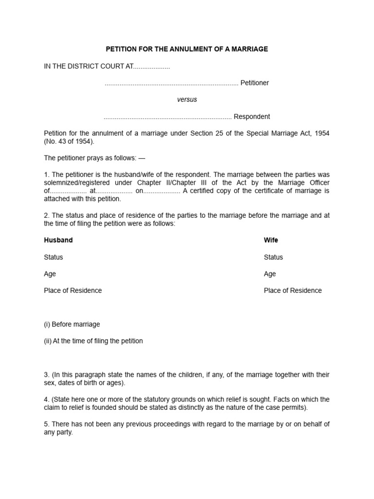 Criteria For Marriage Annulment