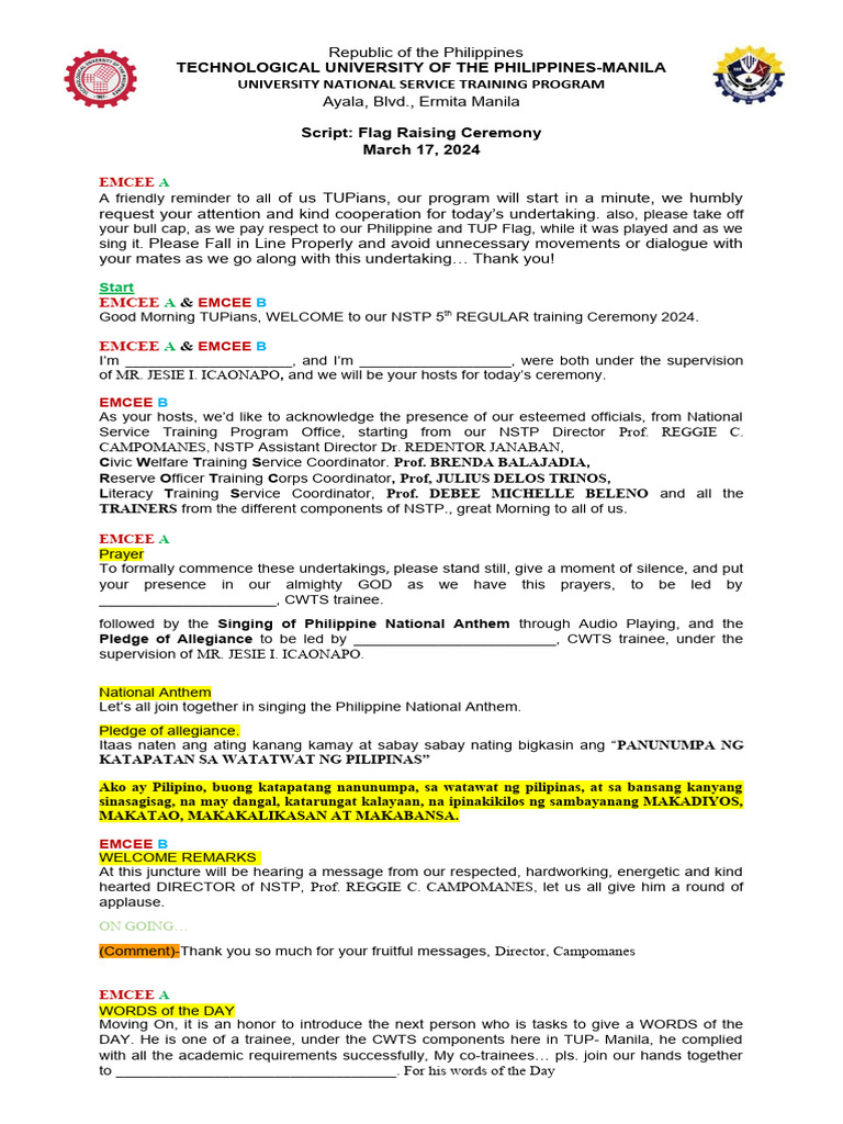 NSTP F.C Script 2024 NEW | PDF