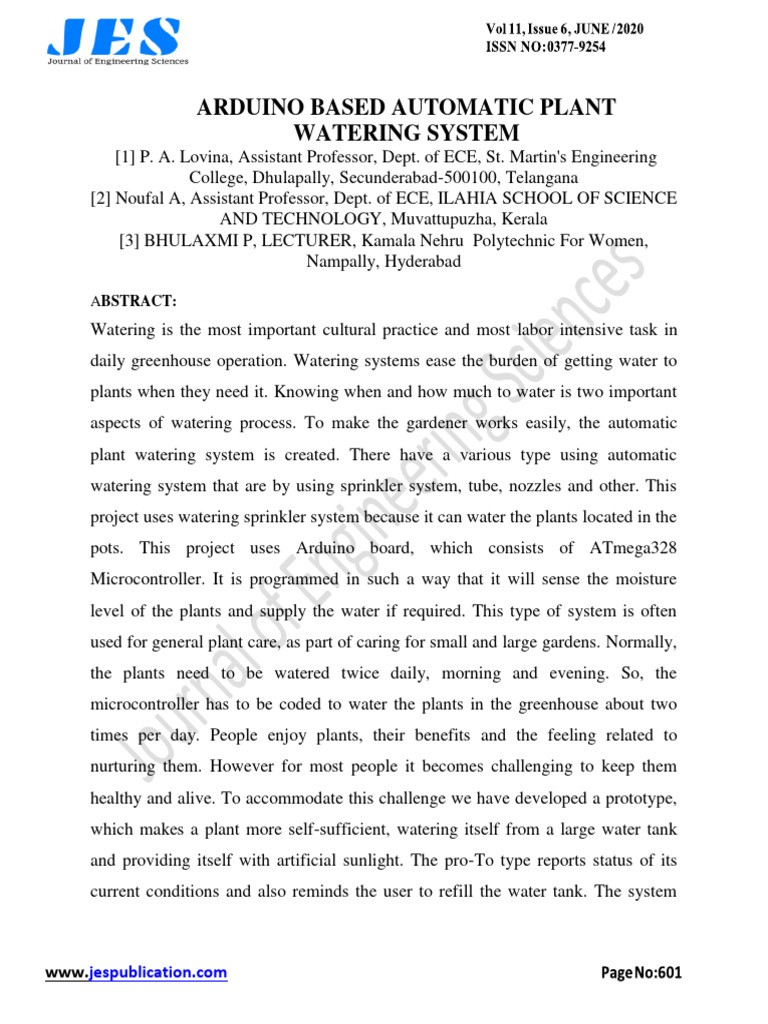 102.arduino Based Automatic Plant Watering System | PDF | Humidity ...
