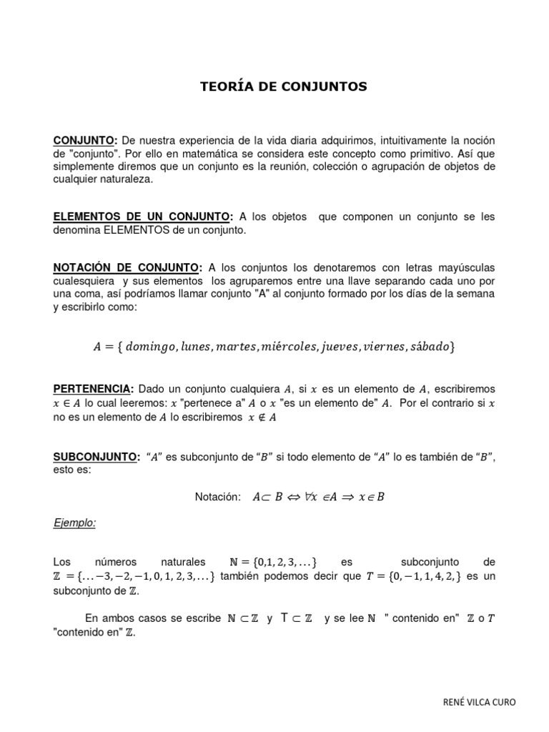 Teoria Conjuntos y Ejercicios | PDF | Conjunto (Matemáticas) | Objetos ...