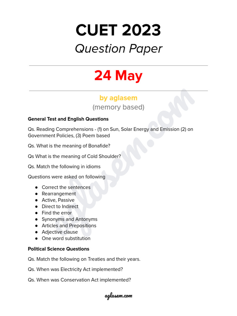 ip cuet paper
