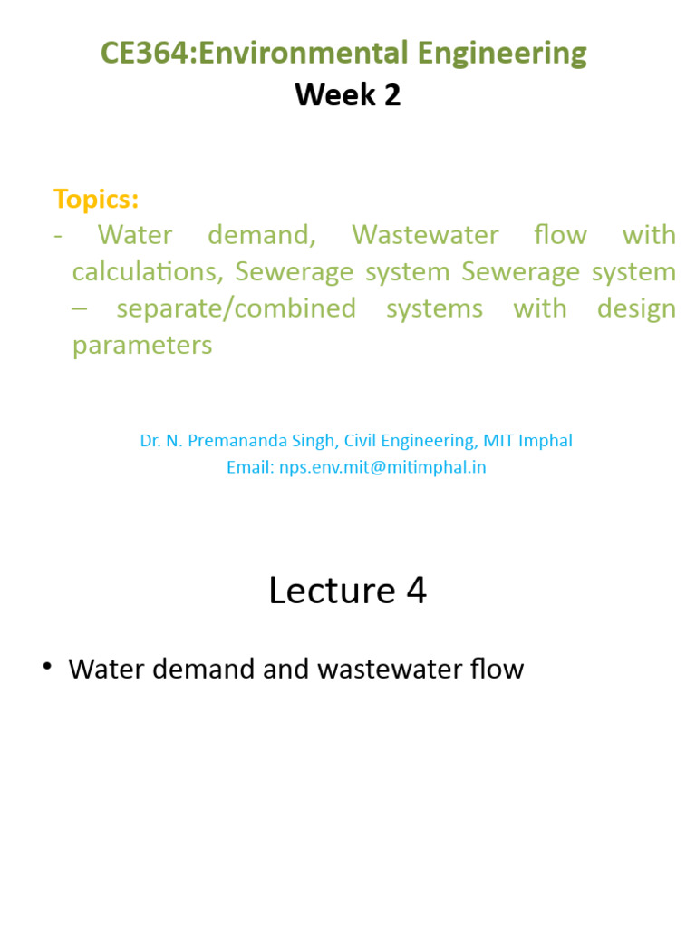 Water Demand and Wastewater Flow Design | PDF | Sewage Treatment | Sewerage