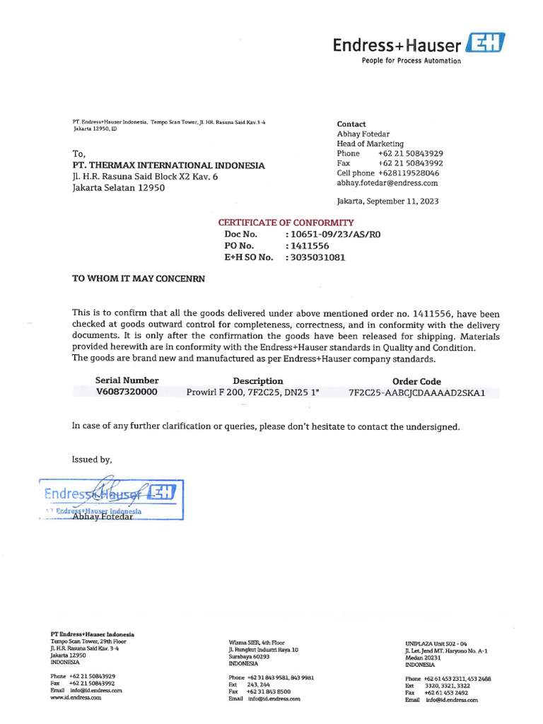 Flow Meter Steam Certificate EH PDF Calibration