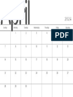 Modern Minimalistic Monthly Planner April 2024 Calendar