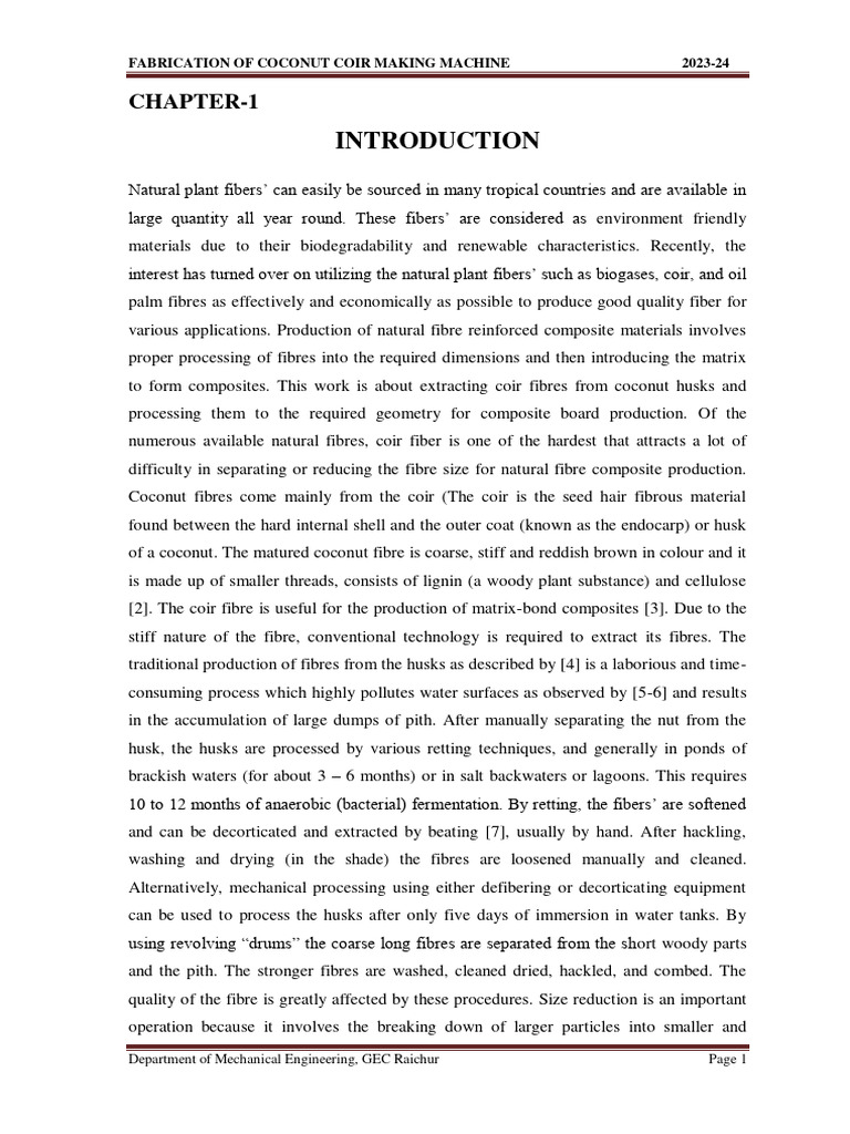 Coconut Coir Fiber Extraction Machine | PDF | Electric Motor | Welding