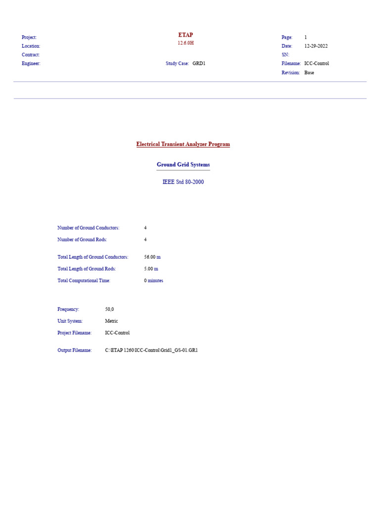 Ground Grid System Analysis Report | PDF | Electrical Resistivity And ...