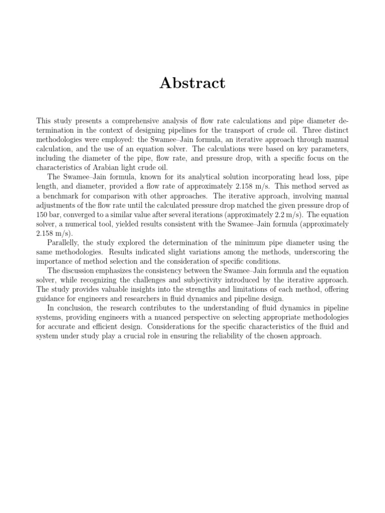 Comprehensive Analysis of Fluid Dynamics and Pipeline Design A Case ...