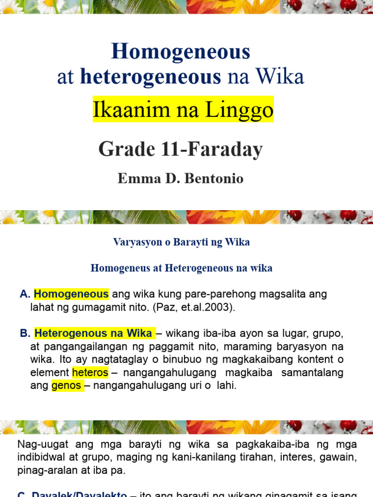 Homogeneous at Heterogeneous Na Wika | PDF