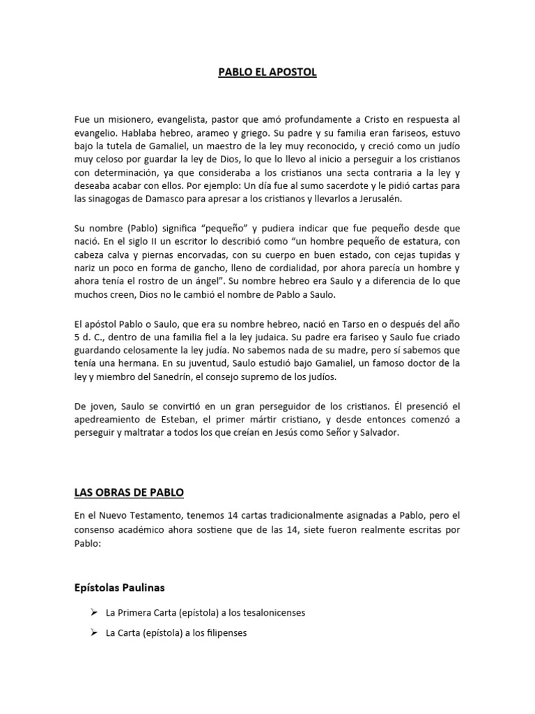 Pablo El Apostol Pdf Pablo El Apóstol Jesús