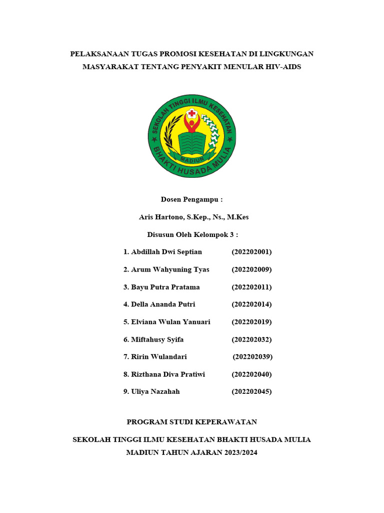 Sap Promkes Hiv-Aids Kelompok 3 2a | PDF | Kesehatan Holistik | Sains ...