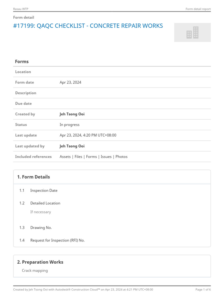 Checklist Genenral Concret Repair | PDF | Building Materials | Building ...