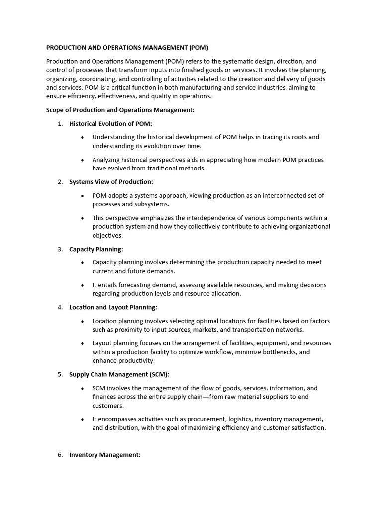 Production And Operation Management Pdf Supply Chain Management