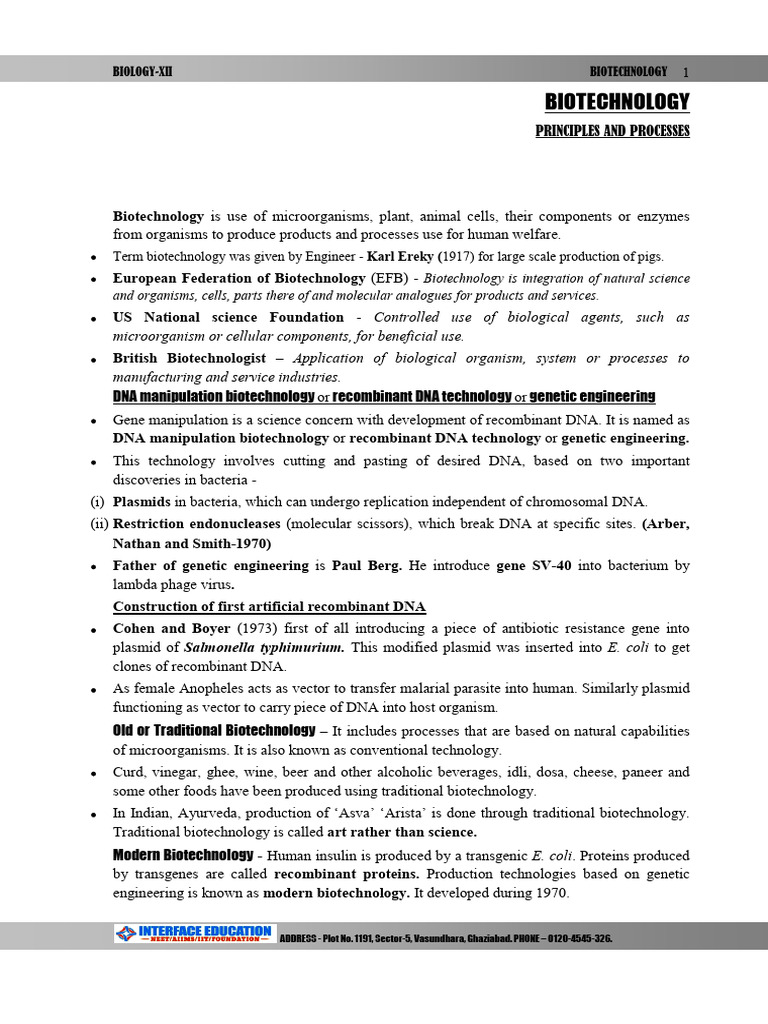 Biotechnology NEW | PDF | Plasmid | Polymerase Chain Reaction