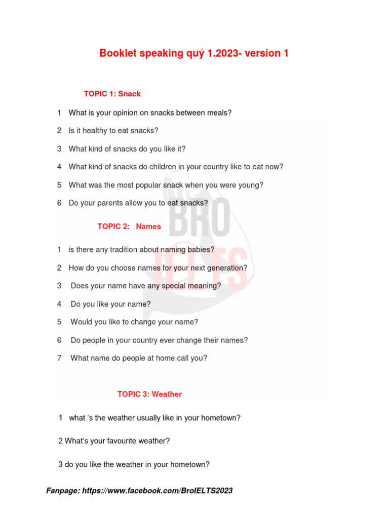 Speaking Version 1 Ieltsbro Pdf Friendship Foreign Language