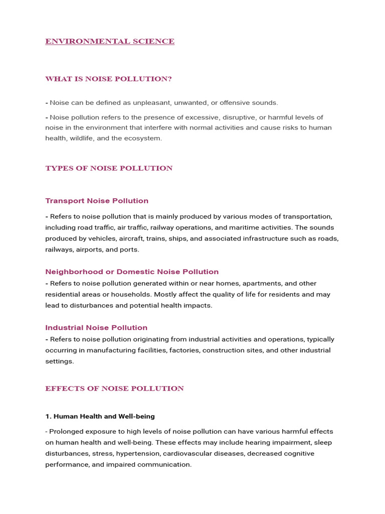 Noise Pollution Pdf Pollution Natural Environment