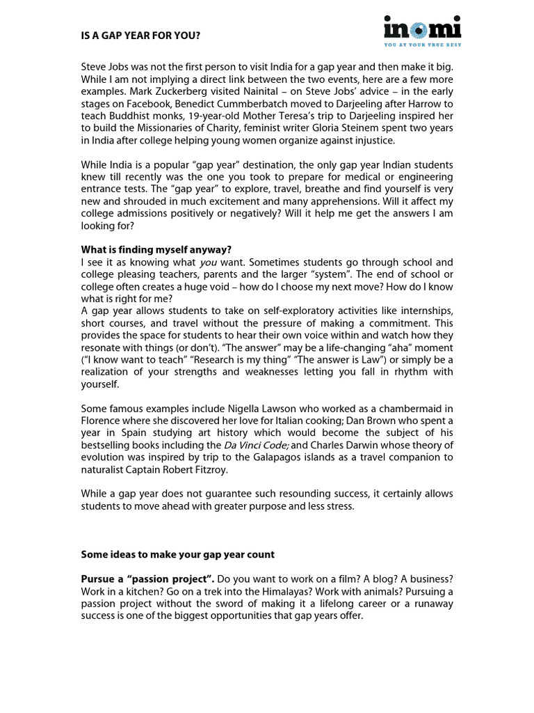 Is a gap year for you pdf