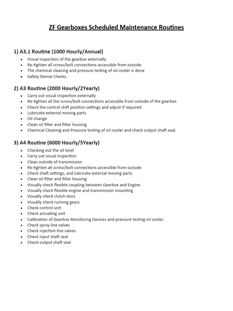 ZF Gearbox Maintenance Schedule Guide | PDF | Valve | Clutch