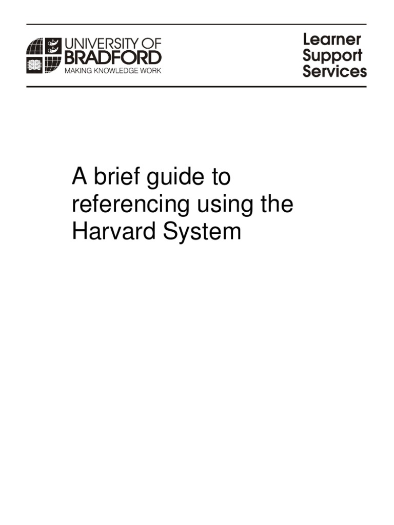 Bradford Harvard Referencing Guide PDF Citation Nursing