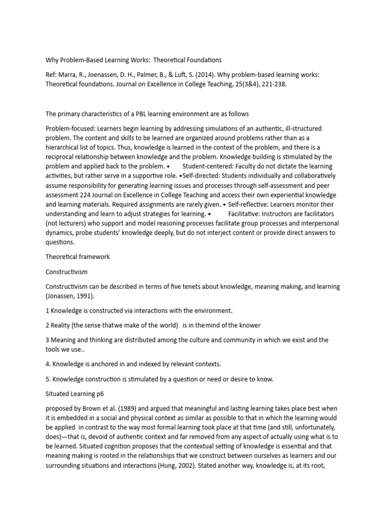 Why problem based learning works summary pdf learning