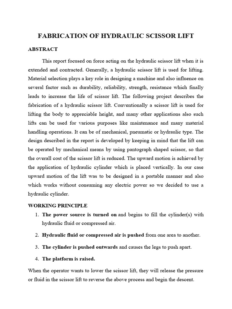 Hydraulic Scissor Lift Fabrication Guide | PDF