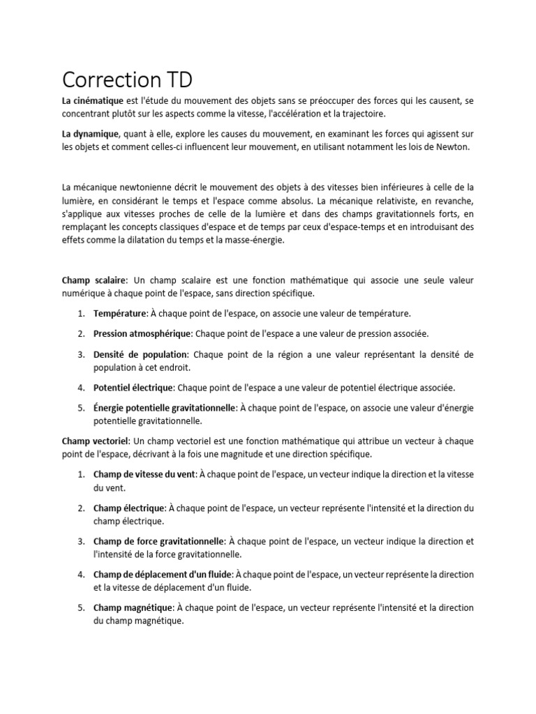 Correction TD | PDF | Obliger | Accélération