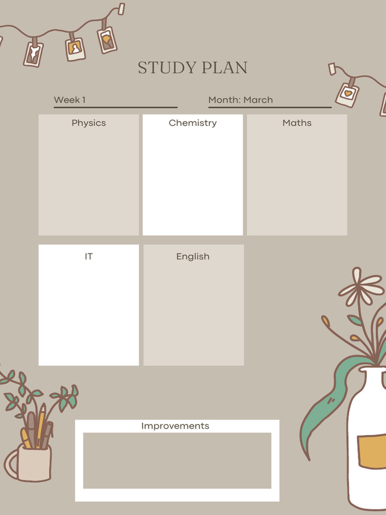 Study Plan for March: Subjects Overview | PDF