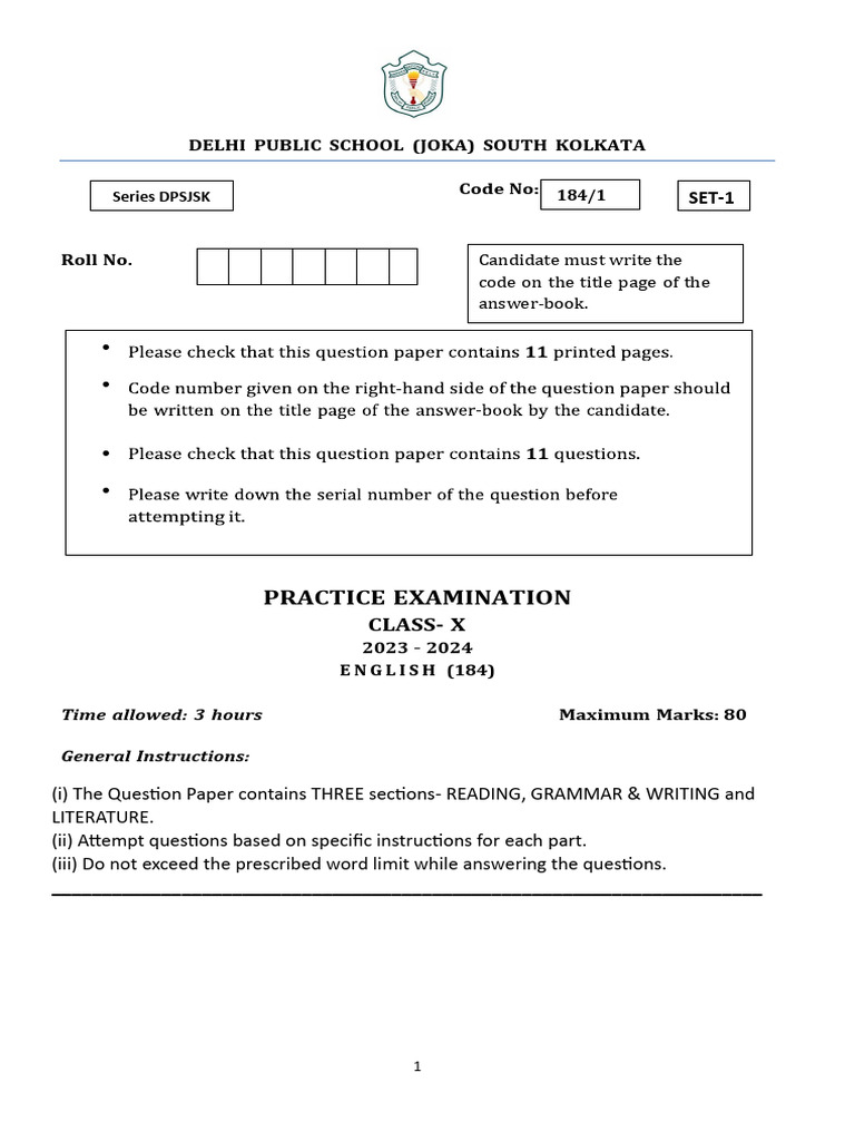 Class X English Practice Exam 2023-24 | PDF | Water Pollution | Water