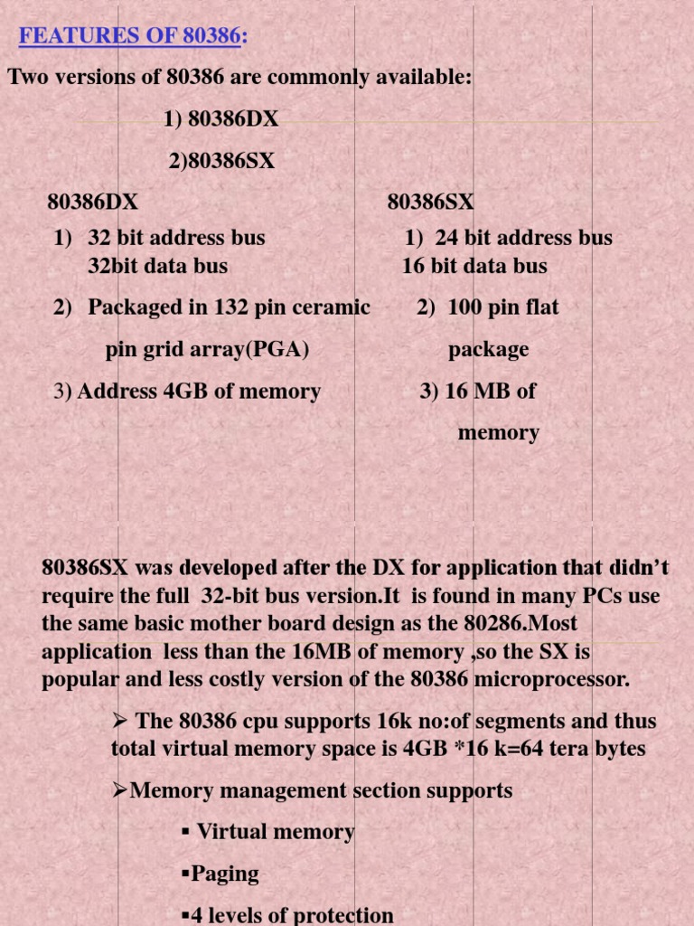 Features of the 80386 Microprocessor | PDF