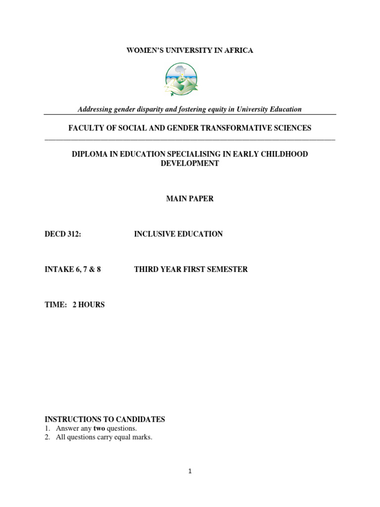 Decd 312 inclusive education main paper create pdf