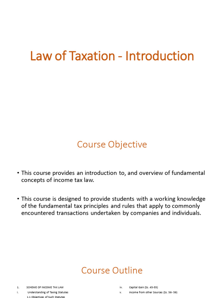 Law Of Taxation Introduction Pdf Taxes Income Tax