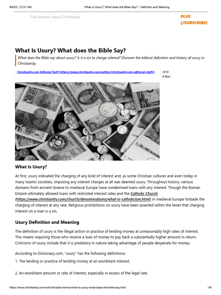 What Is Usury What Does The Bible Say Definiton and Meaning PDF