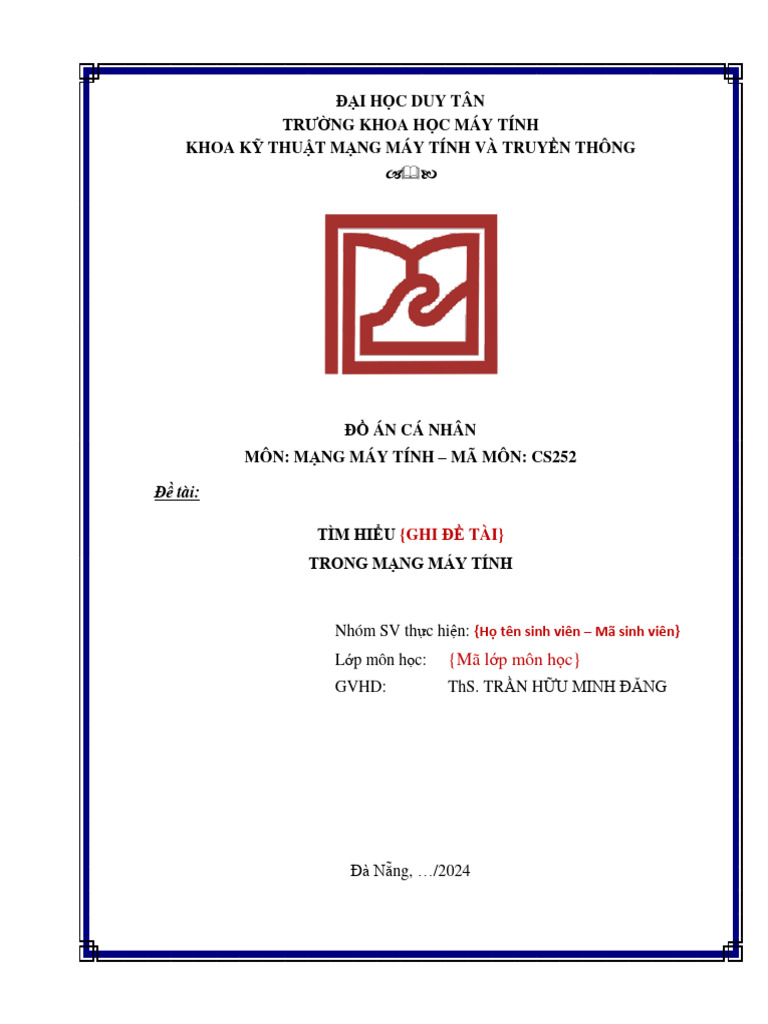 Mẫu 1. Nội Dung Trình Bày DACN-DAN (CS252) | PDF