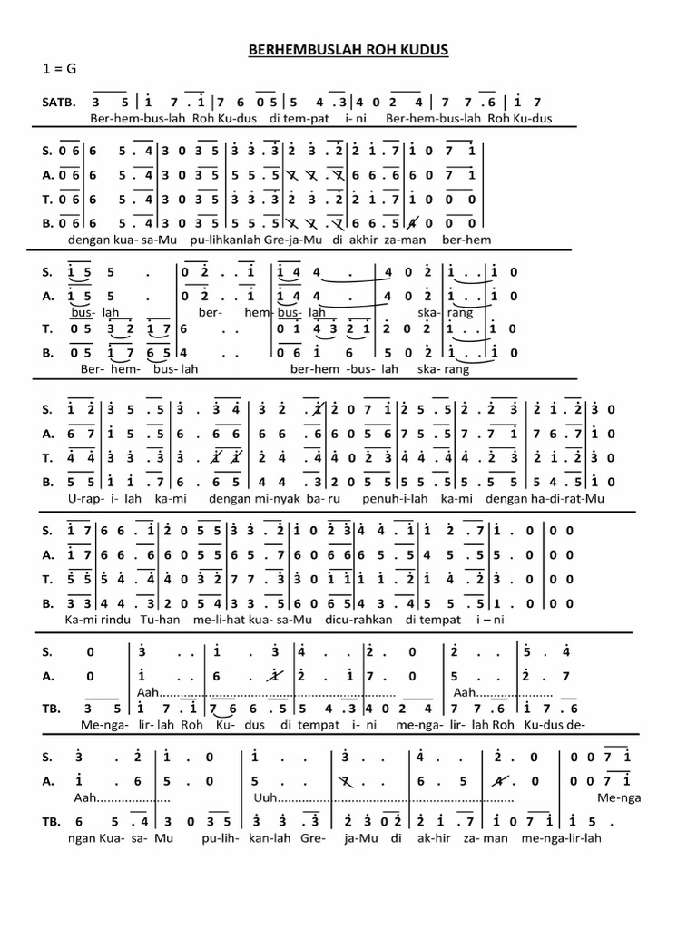 Berhembuslah Roh Kudus (SATB) - 02 | PDF