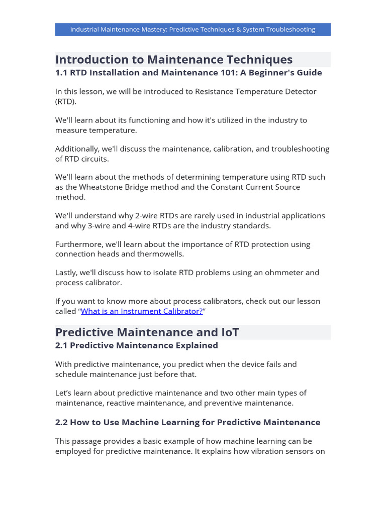 0 Intro Industrial Maintenance Mastery Predictive Techniques