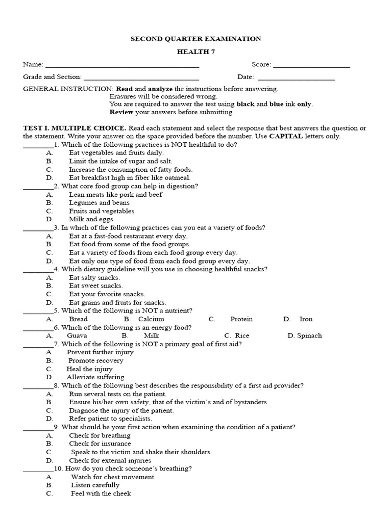 grade-7-health-test-second-quarter-pdf-foods-nutrition