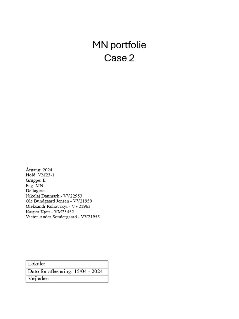 MN Case 2 - Portfolie | PDF