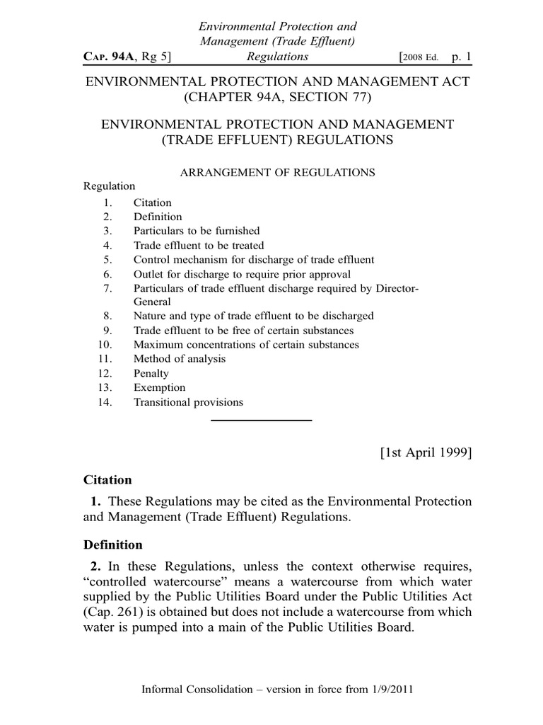 Trade Effluent Management Regulations | PDF | Effluent | Chloride