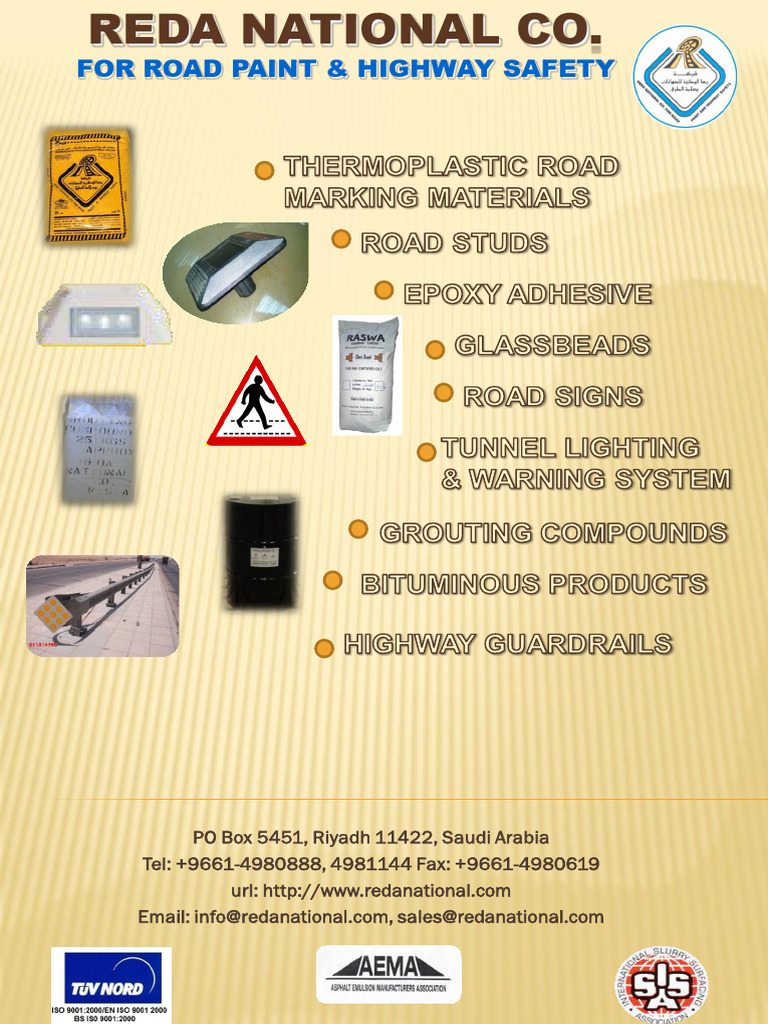 Reda National Co. for Road Safety Solutions | PDF | Road | Sheet Metal