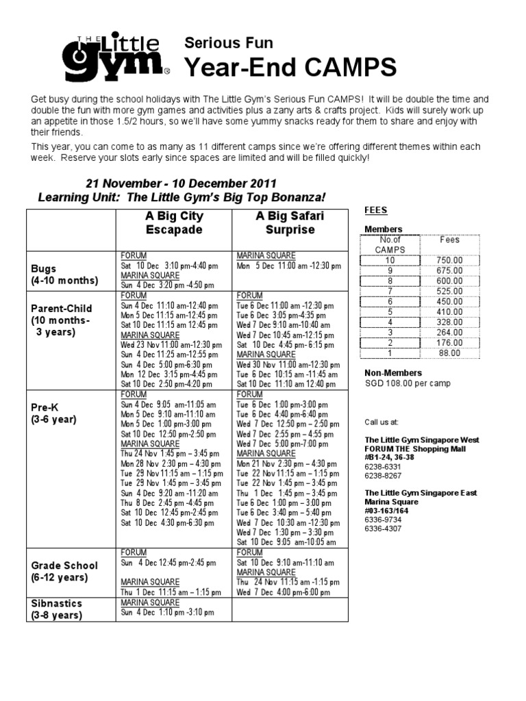 The Little Gym Singapore December 2011 Holiday Program! PDF